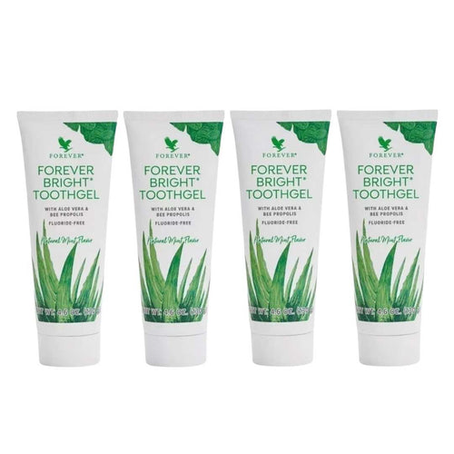 New Forever Living Bright Toothgel With Aloe Vera NO Fluoride 4.6oz, Pack Of 4
