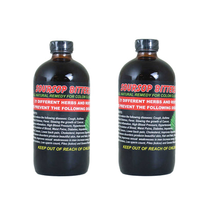 Soursop Bitters Liquid Bundle – Organic Herbal Detox with Black Seed – Supports Digestive Wellness & Immune Function – 16 fl oz - 2 Bottles - Yado African & Caribbean Market