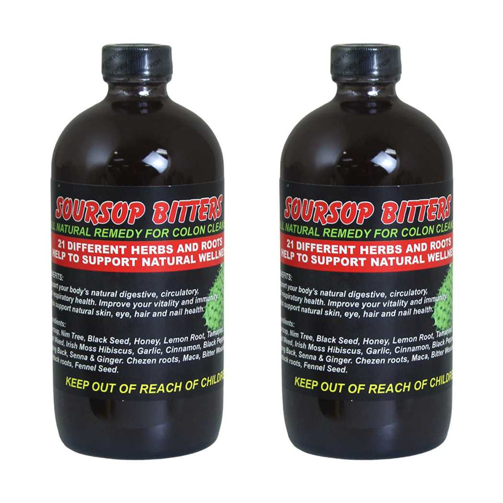 Soursop Bitters Liquid – Organic Herbal Detox with Black Seed – 16 fl oz (2 Bottles)