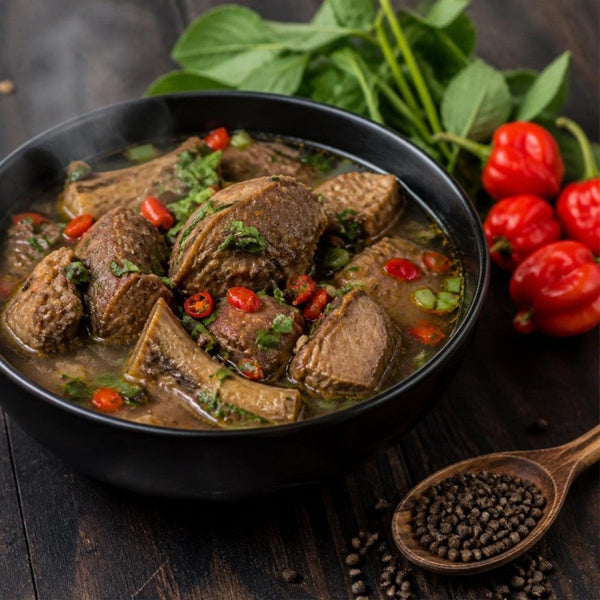 Nigerian pepper soup with uziza seeds