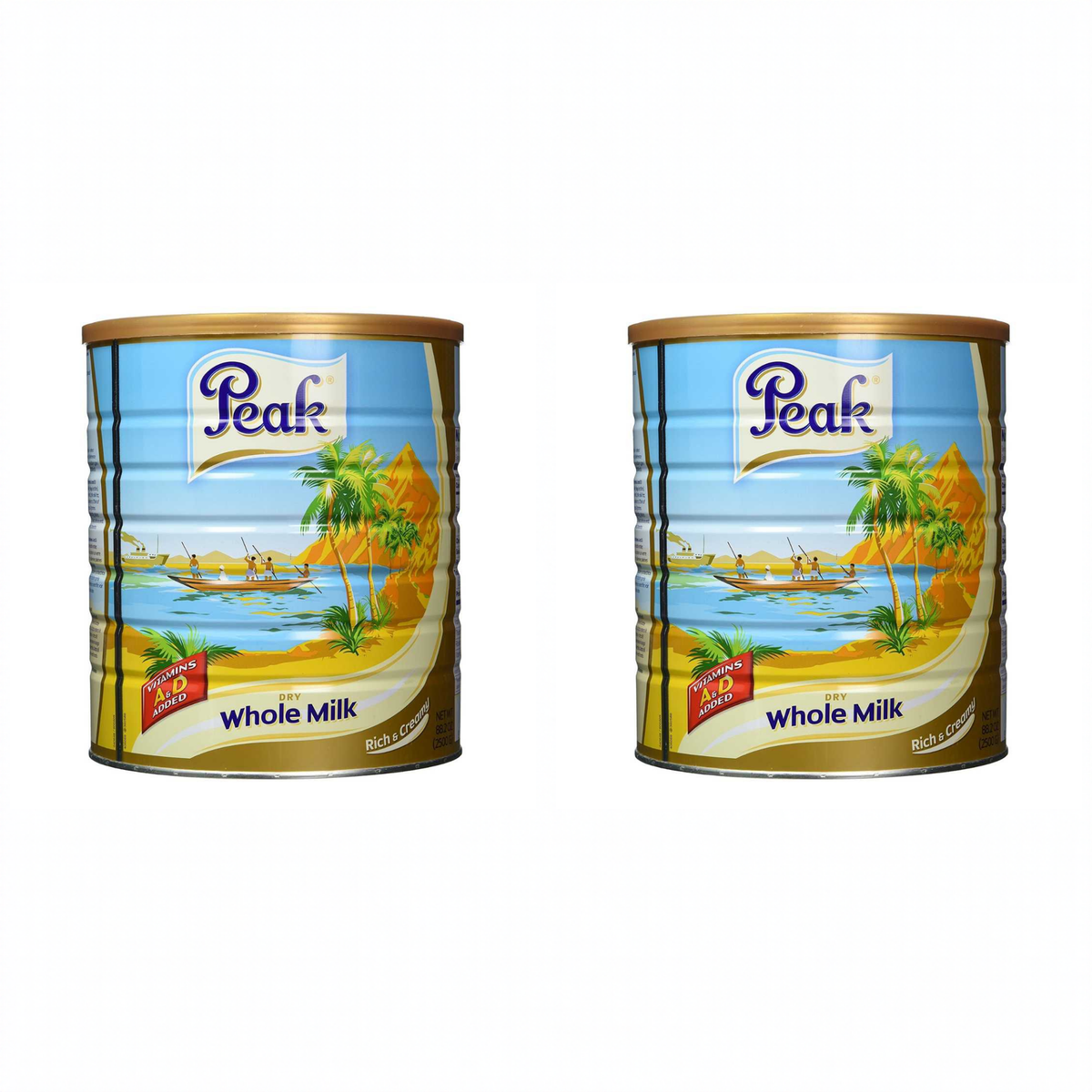 Peak Dry Whole Milk Powder 2500g pack of 2 cans
