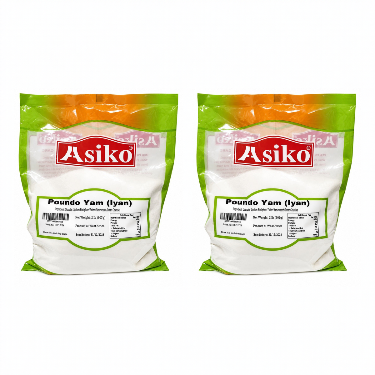 Asiko Pounded Yam pack of 2 bags