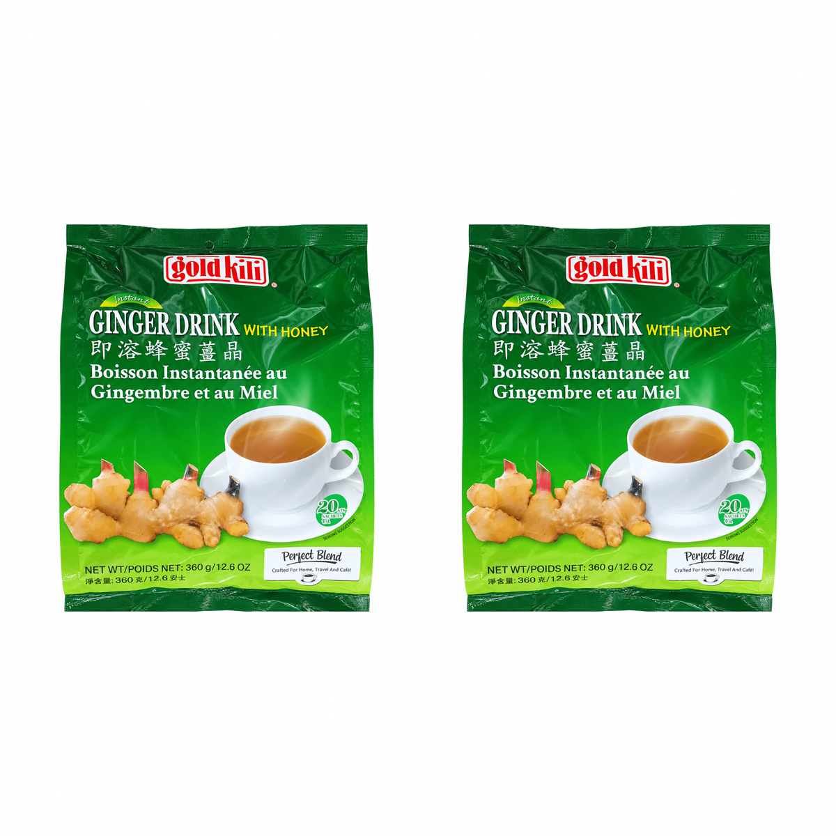 Gold Kili Instant Honey Ginger Drink pack of 2 bags