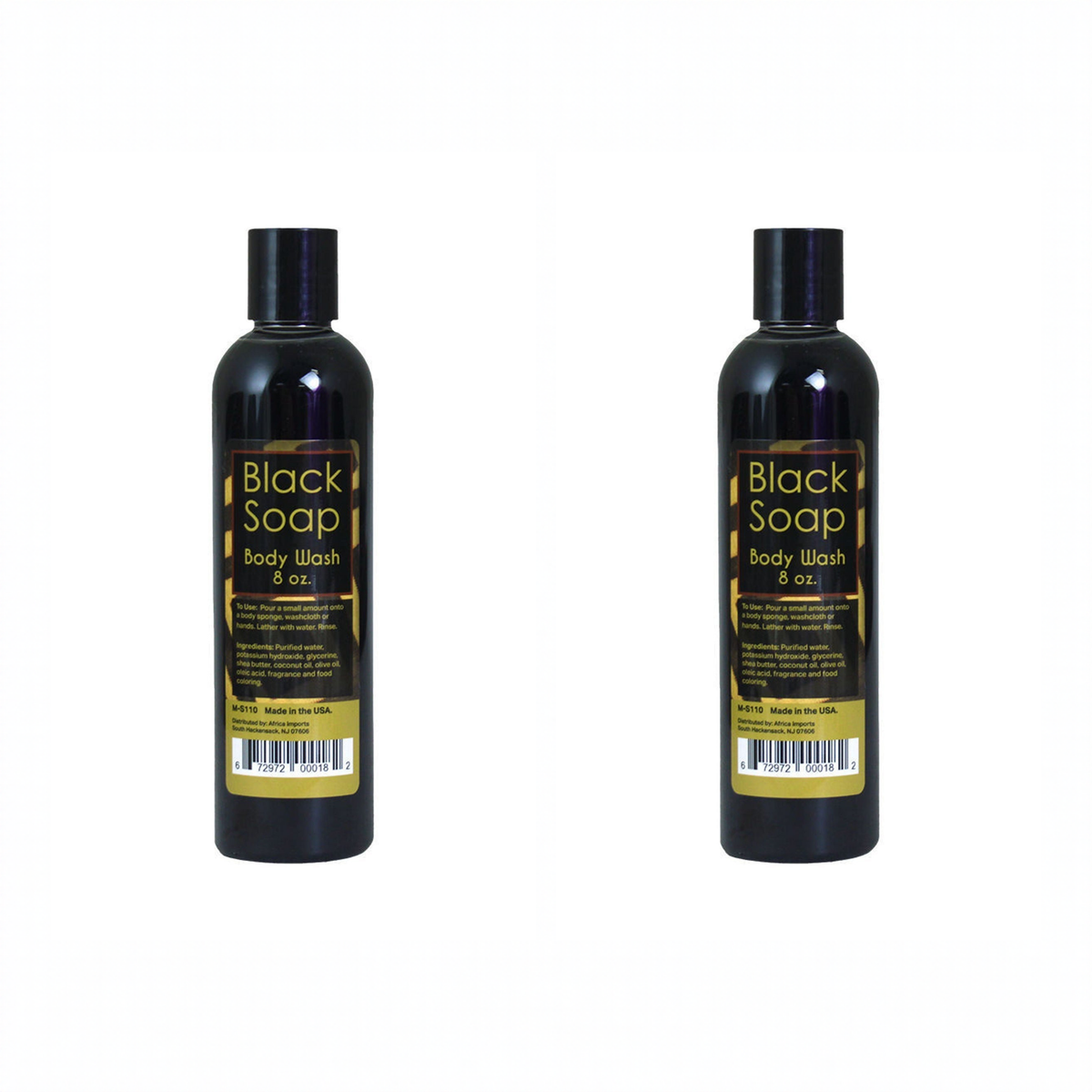 Liquid Black Soap Body Wash 8 oz pack of 2 bottles