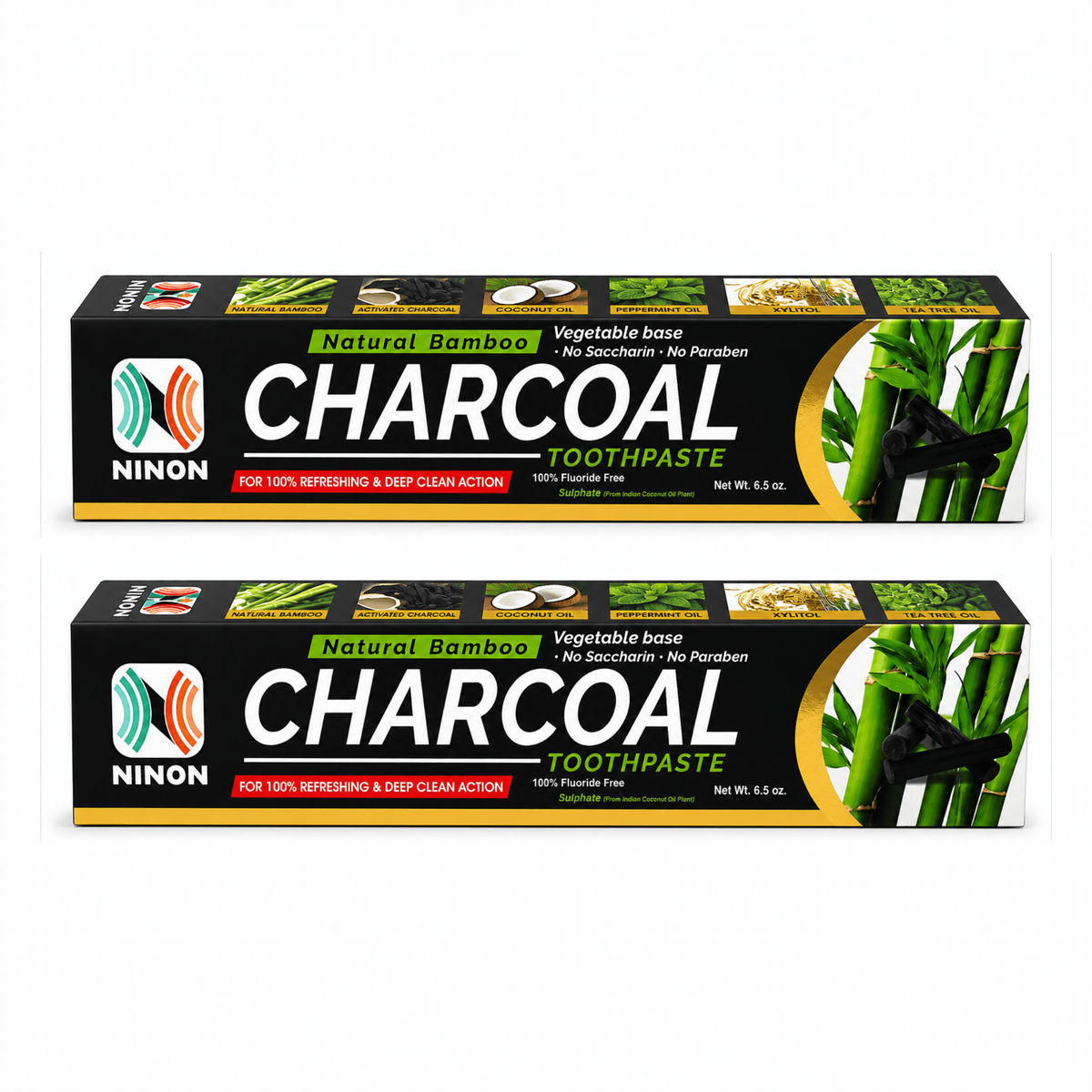 Organic Charcoal Toothpaste pack of 2 tubes