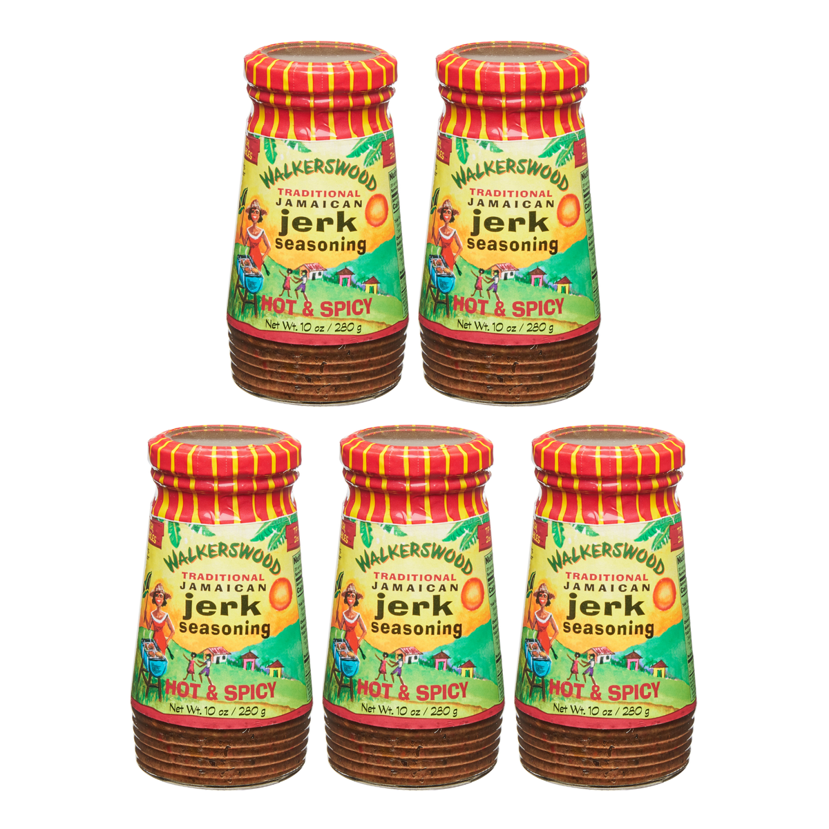 Walkerswood Jamaican Jerk Seasoning Hot & Spicy 10 oz pack of 5 jars