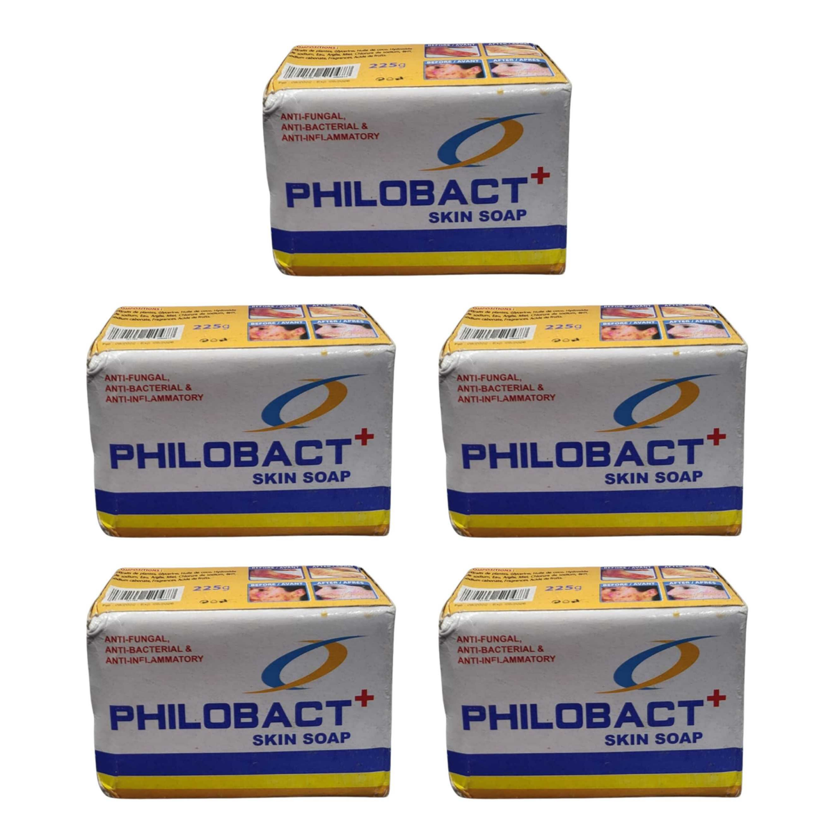 Philobact+ Skin Soap 225g pack of 5 bars