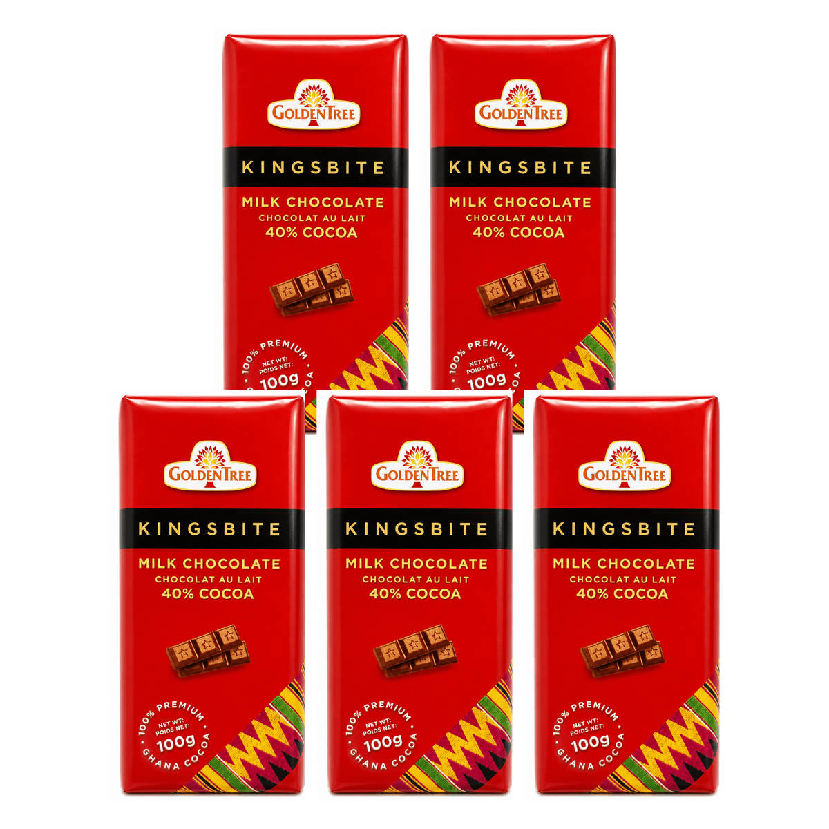 Kingsbite Milk Chocolate Bar 100g pack of 5 bars