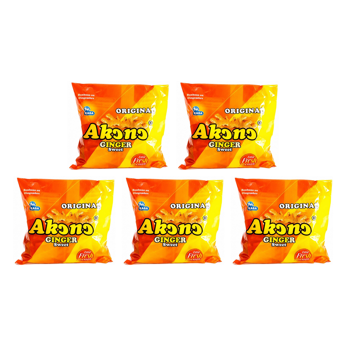 Akono ginger candy 125 g, pack of 5 bags