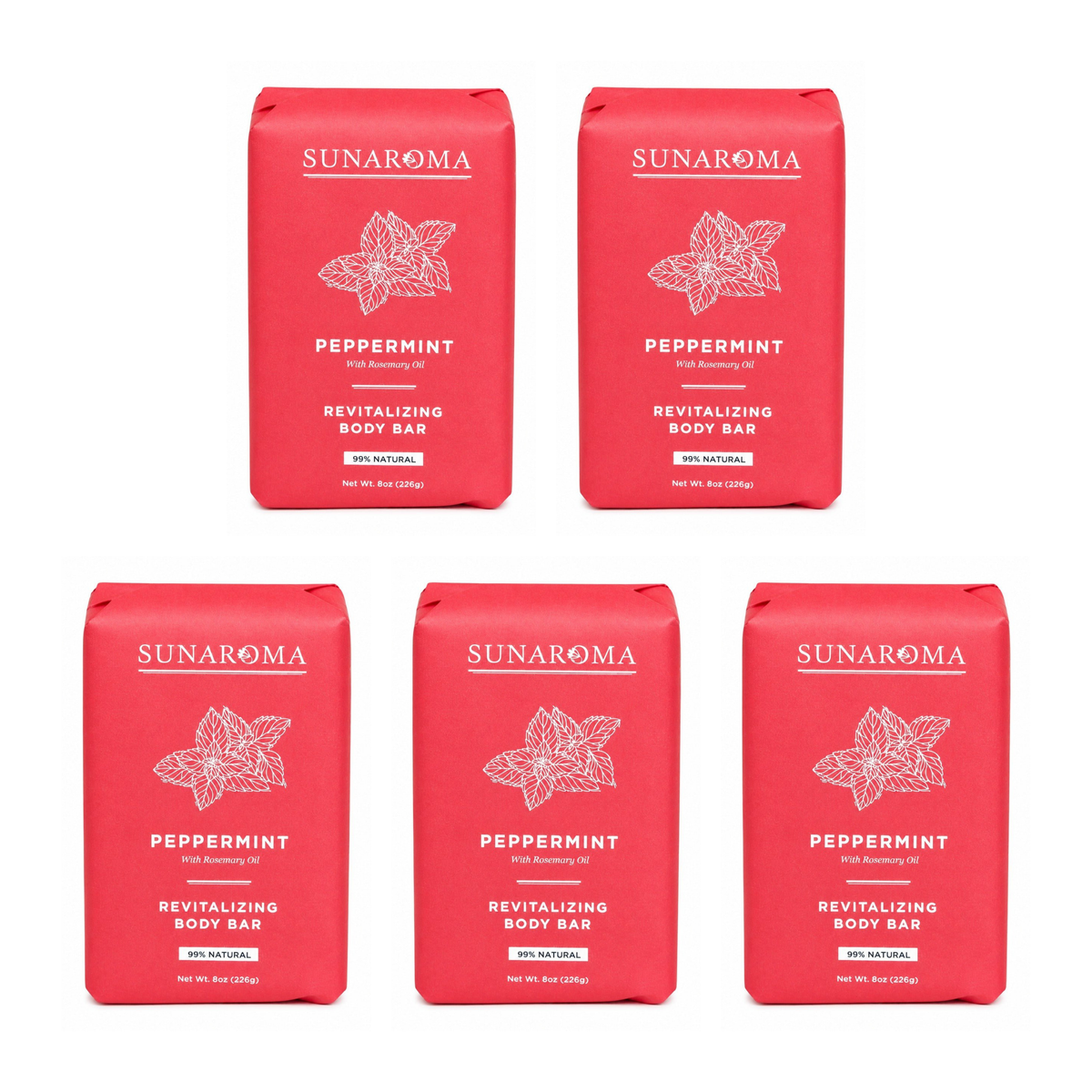 Sunaroma Peppermint Soap pack of 5 bars