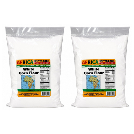 African United Food White Corn Flour 3 lb pack of 2 bags