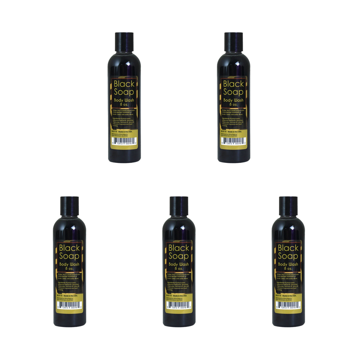 Liquid Black Soap Body Wash 8 oz pack of 5 bottles