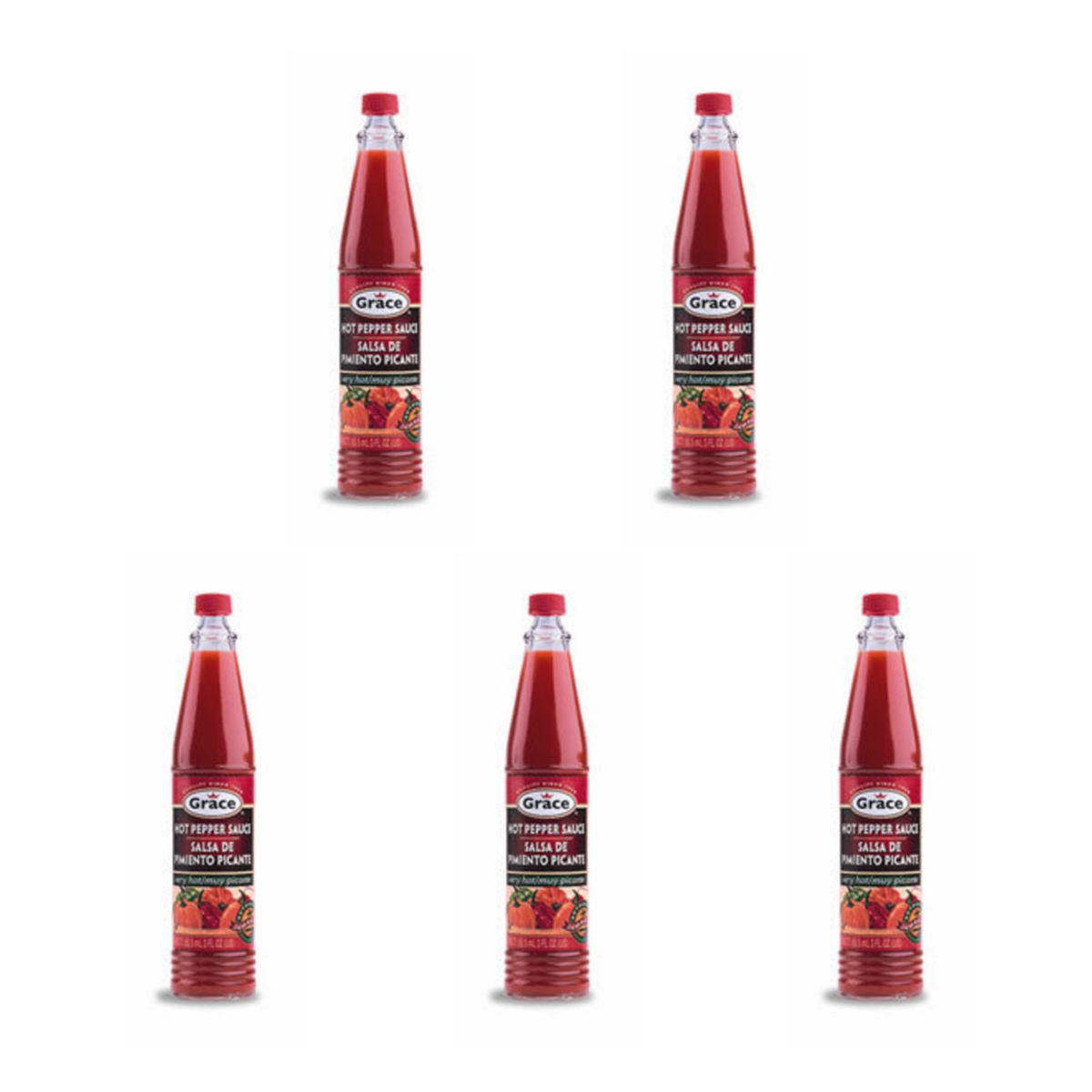 Grace Hot Pepper Sauce 3 oz pack of 5 bottles