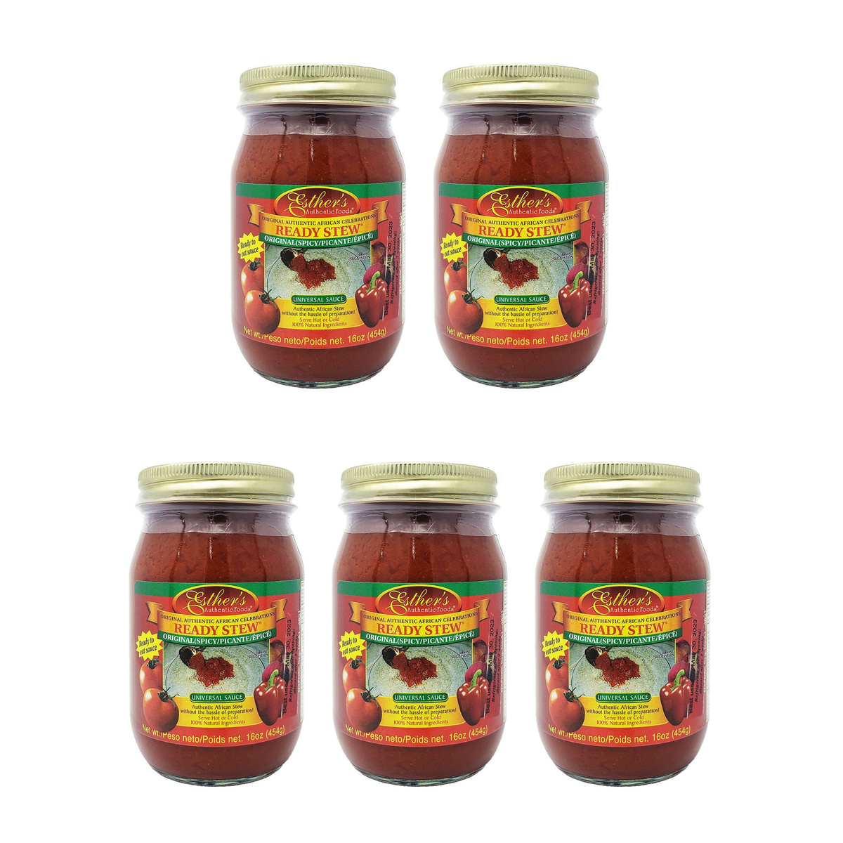 Esther's Ready Stew Spicy 16oz pack of 5 jars