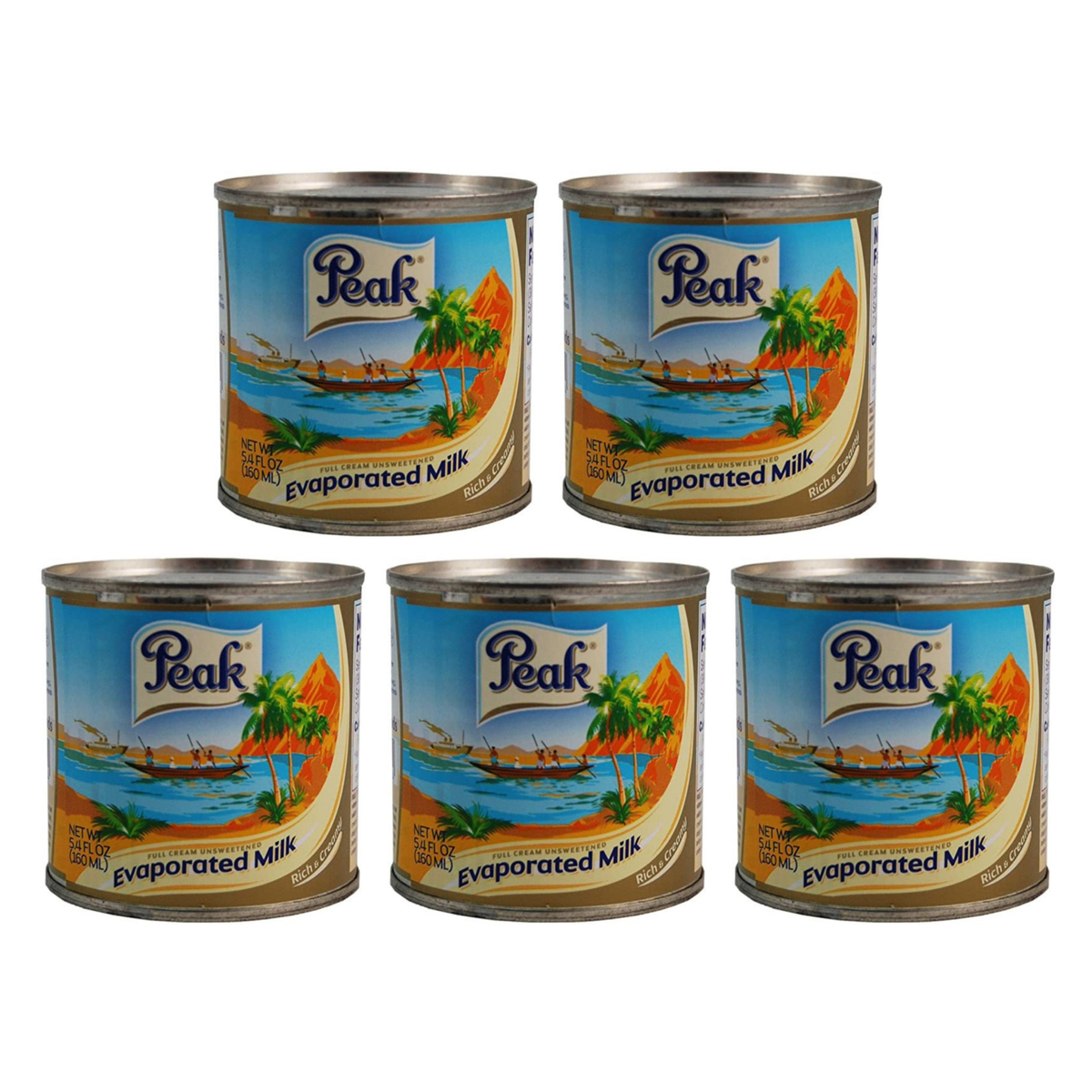 Peak Evaporated Milk 5.4oz pack of 5 cans
