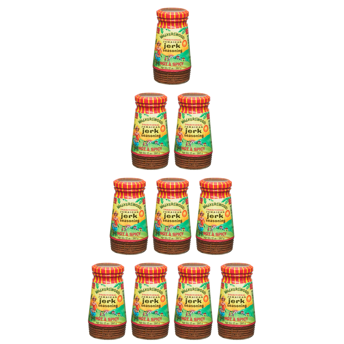 Walkerswood Jamaican Jerk Seasoning Hot & Spicy 10 oz pack of 10 jars