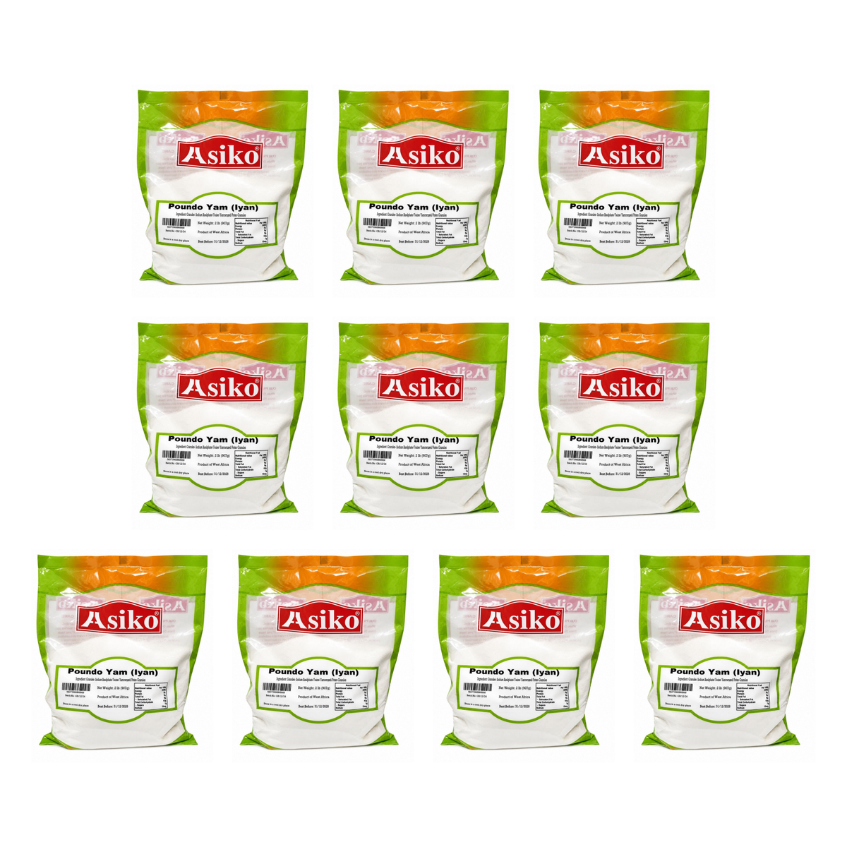 Asiko Pounded Yam pack of 10 bags