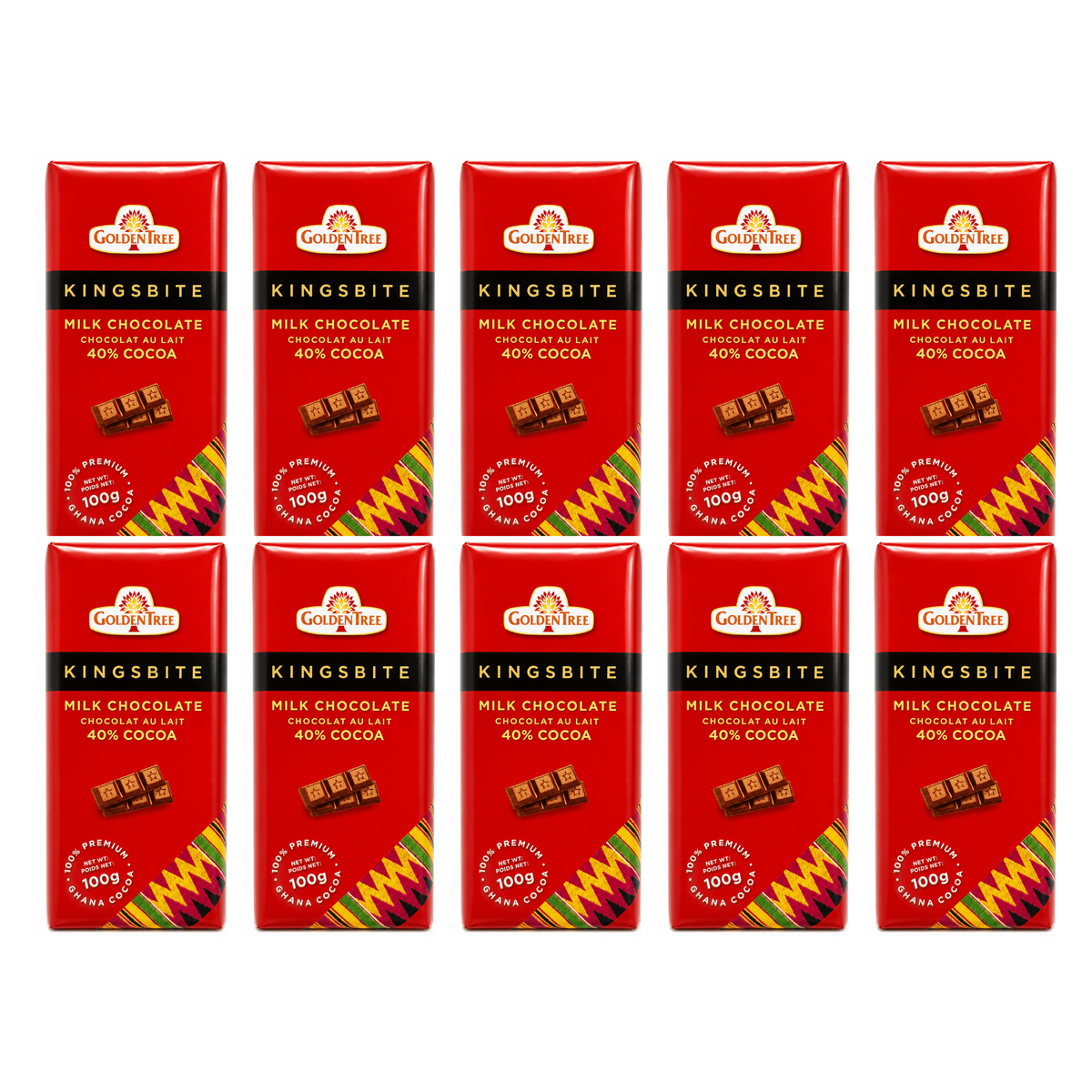 Kingsbite Milk Chocolate Bar 100g pack of 10 bars