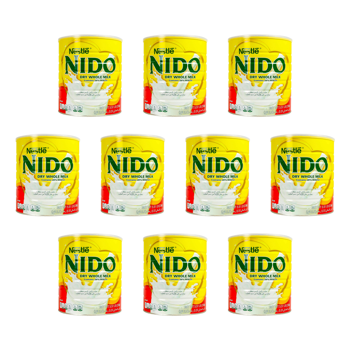 Nestle Nido Milk Powder 2.5kg pack of 10 tins