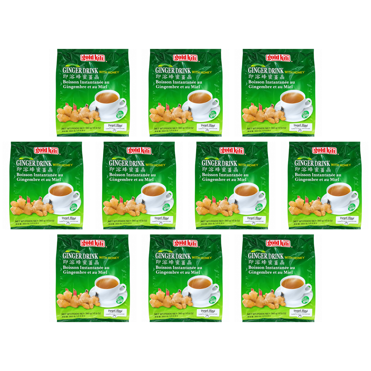 Gold Kili Instant Honey Ginger Drink pack of 10 bags