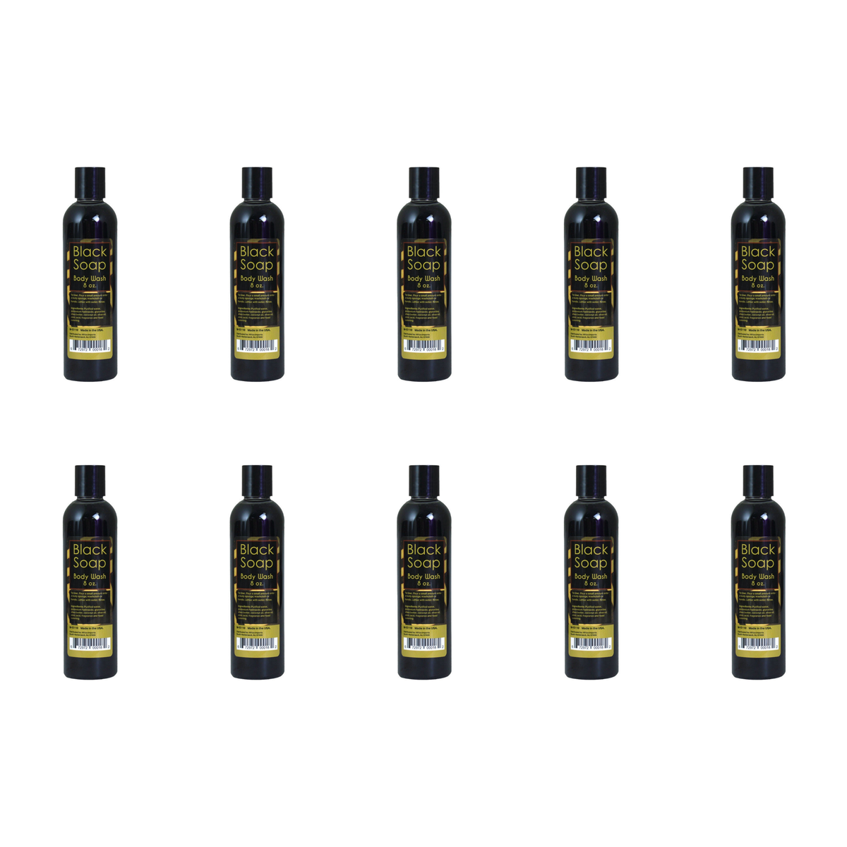 Liquid Black Soap Body Wash 8 oz pack of 10 bottles