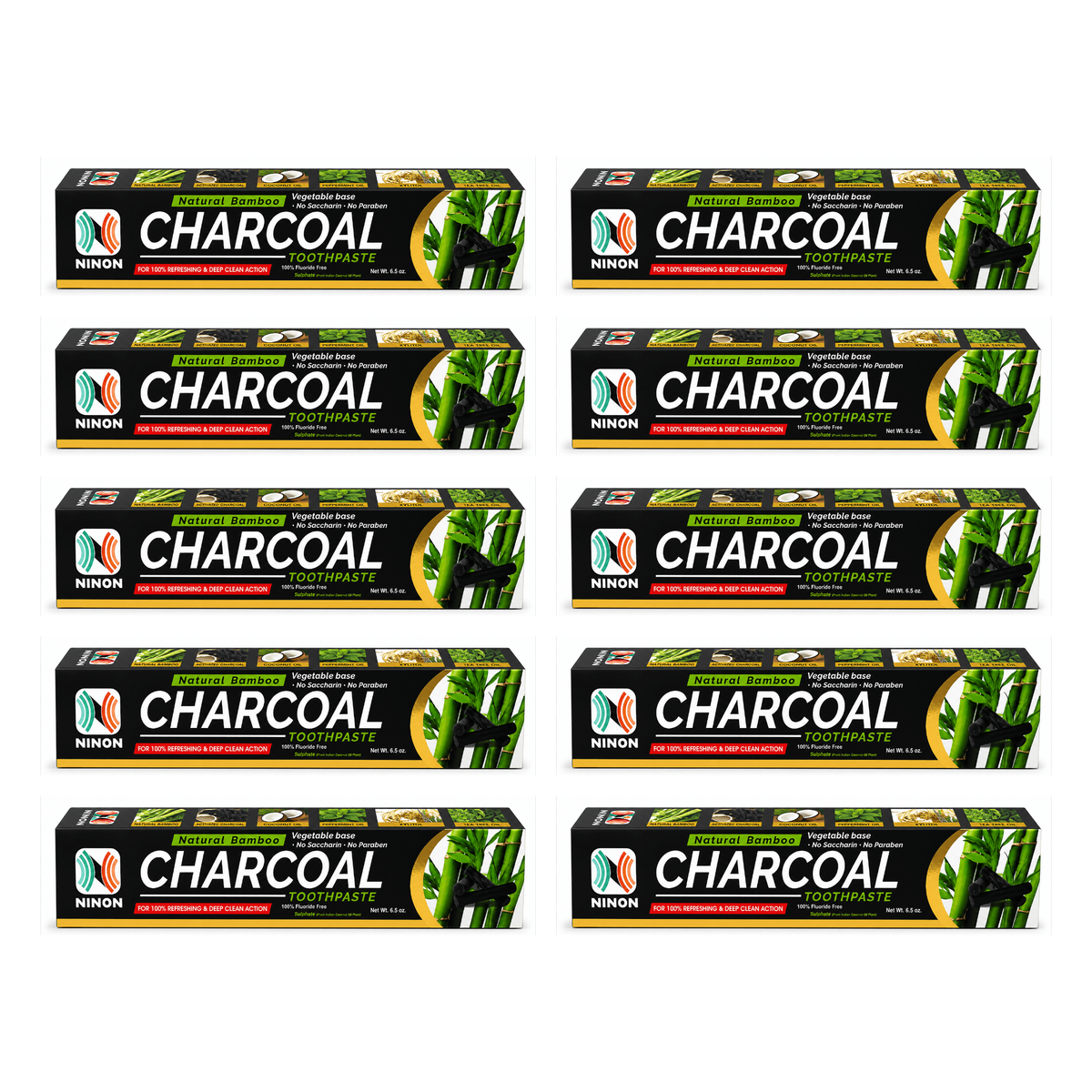 Organic Charcoal Toothpaste pack of 10 tubes