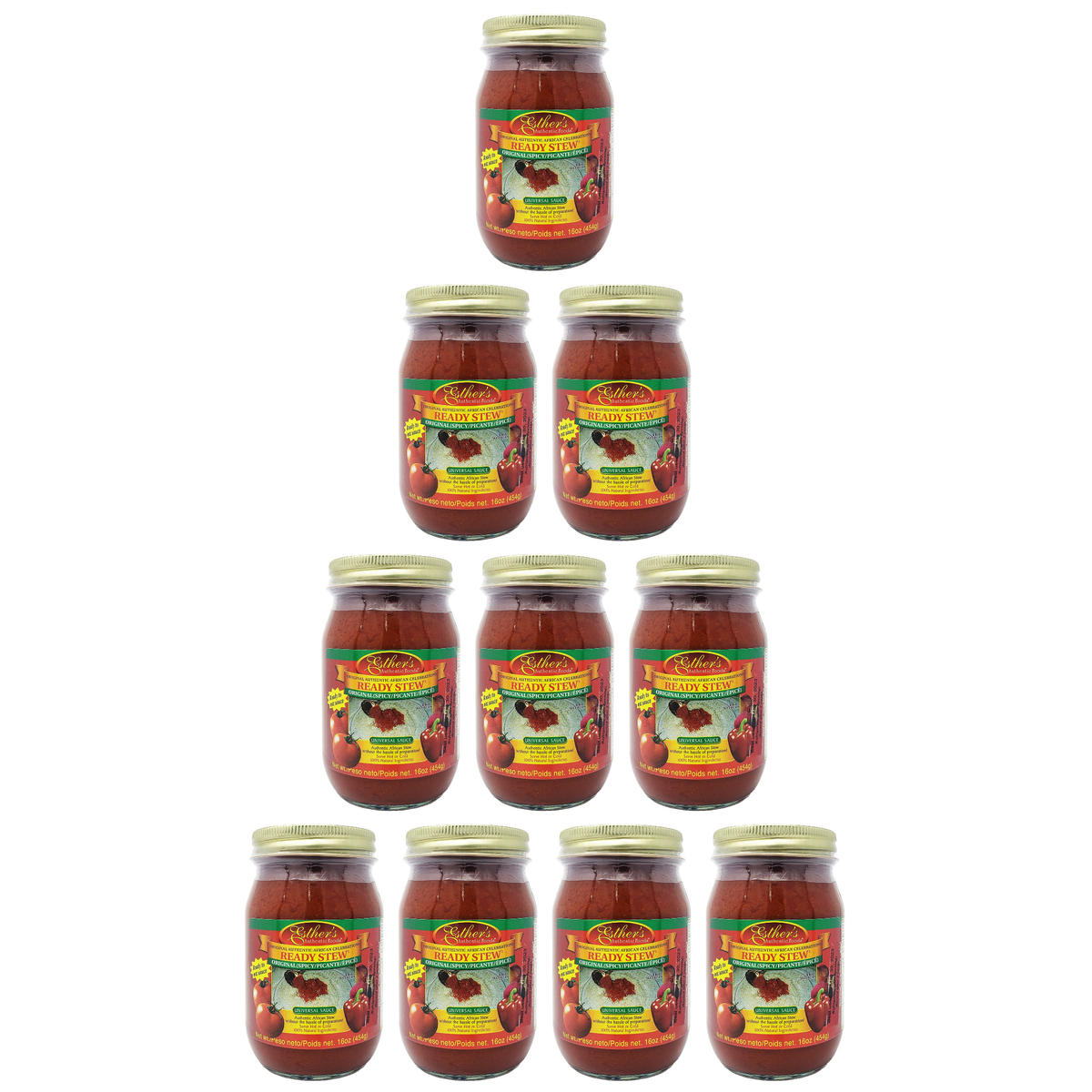 Esther's Ready Stew Spicy 16oz pack of 10 jars