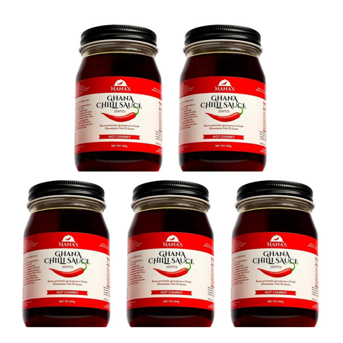Nana's Shito Hot 16 oz pack of 5 jars