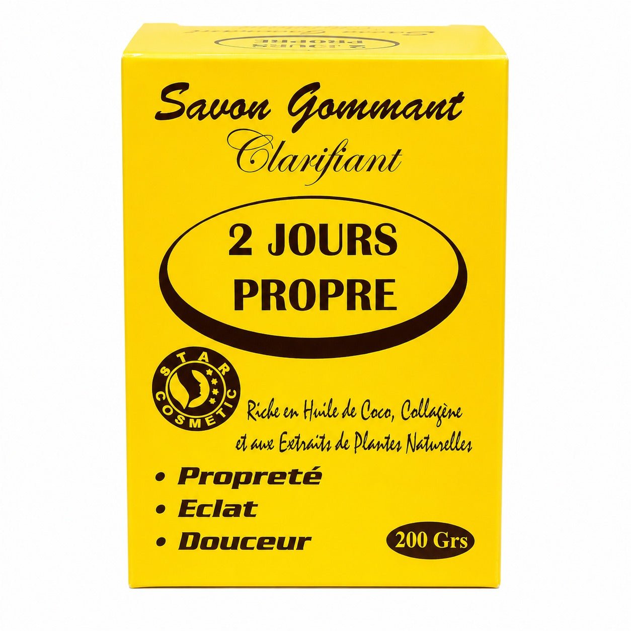 2 Jours Propre Exfoliating Soap 200g, gentle exfoliating cleansing bar that helps remove dead skin cells, wash away impurities, and leave skin feeling soft, smooth, and refreshed.