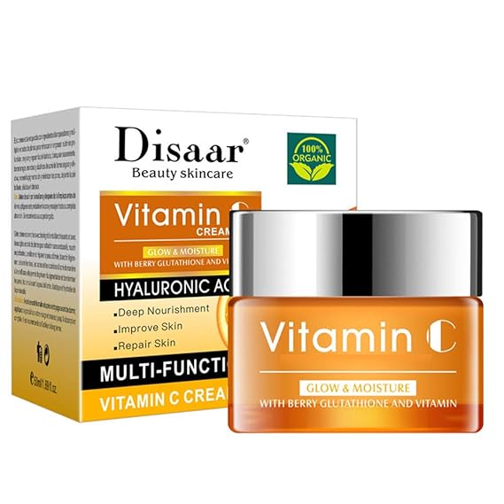 Vitamin C Cream Glow – 50ml jar of moisturizing essence with hyaluronic acid for nourishment and radiant skin.