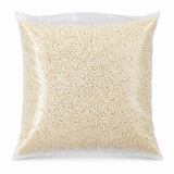 Aklui Zogbon big-grain corn porridge granules in a clear bag