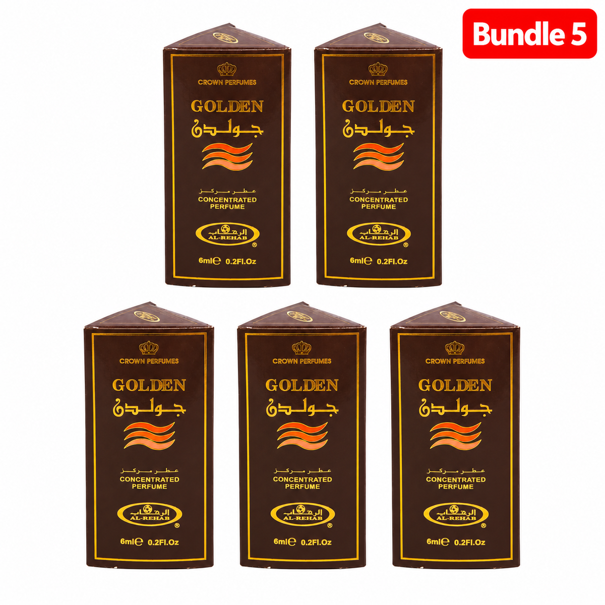 Al Rehab Golden 6ml Roll-On Perfume Oil pack of 5 bottles