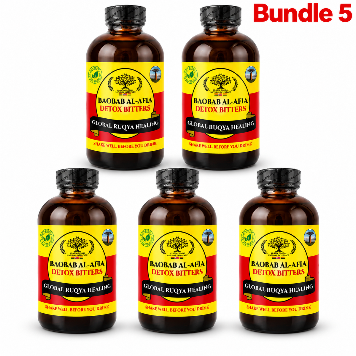 Baobab Al-Afia Detox Living Bitters pack of 5 bottles