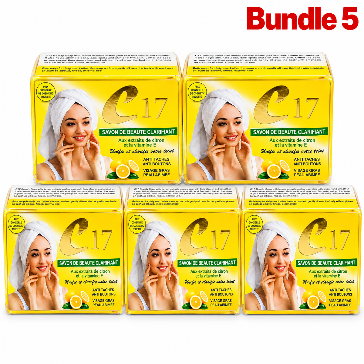 C17 Clarifying Beauty Soap Lemon & Vitamin E, pack of 5 bars, save 4%