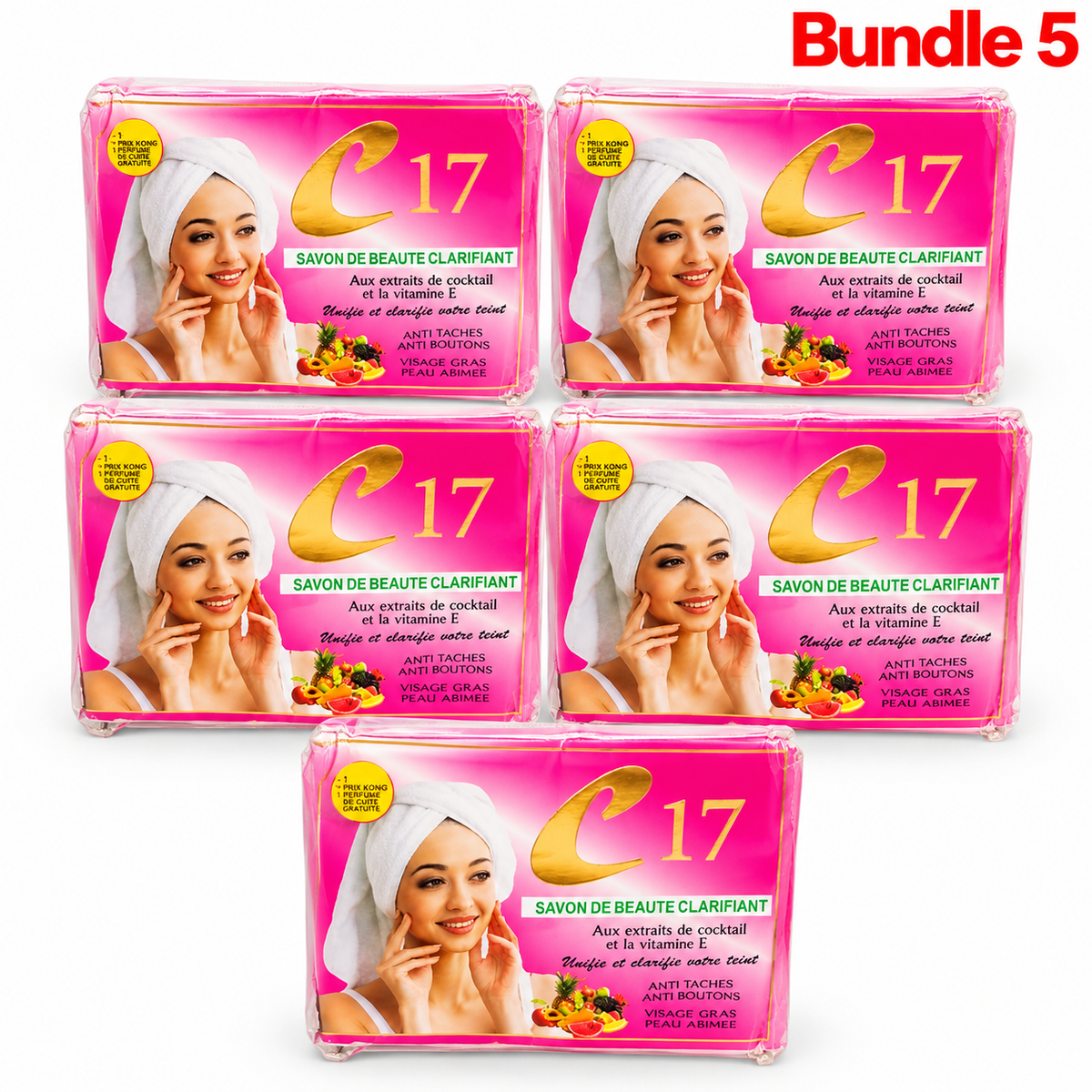 C17 Clarifying Beauty Soap Cocktail Extracts & Vitamin E, pack of 5 bars, save 4%