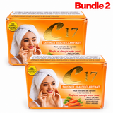 C17 Clarifying Beauty Soap with Carrot Extract and Vitamin E, a cleansing beauty bar designed to remove impurities and promote smooth, fresh, and radiant-looking skin, pack of 2