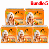 C17 Clarifying Beauty Soap with Carrot Extract and Vitamin E, a cleansing beauty bar designed to remove impurities and promote smooth, fresh, and radiant-looking skin, pack of 5