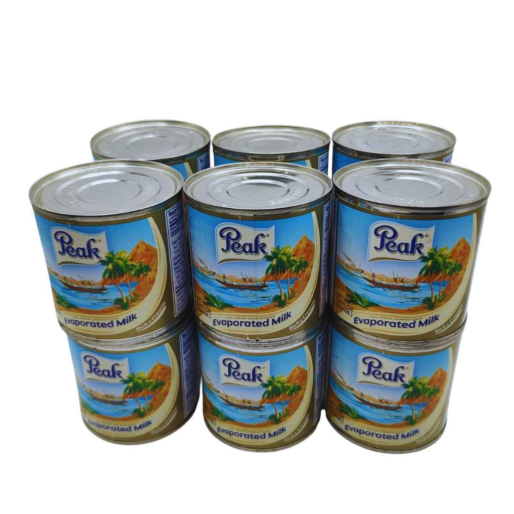Pack of 12 Peak Evaporated Milk tins – unsweetened condensed milk