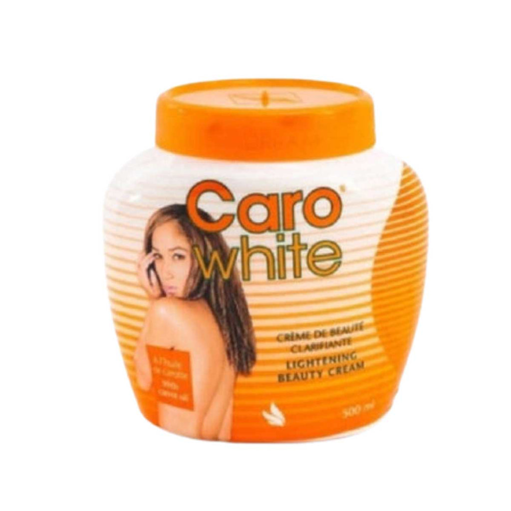Jar of Caro White lightening beauty cream on a white background