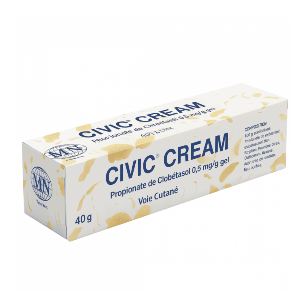 Box of Civic Cream with branding and product details on a white background