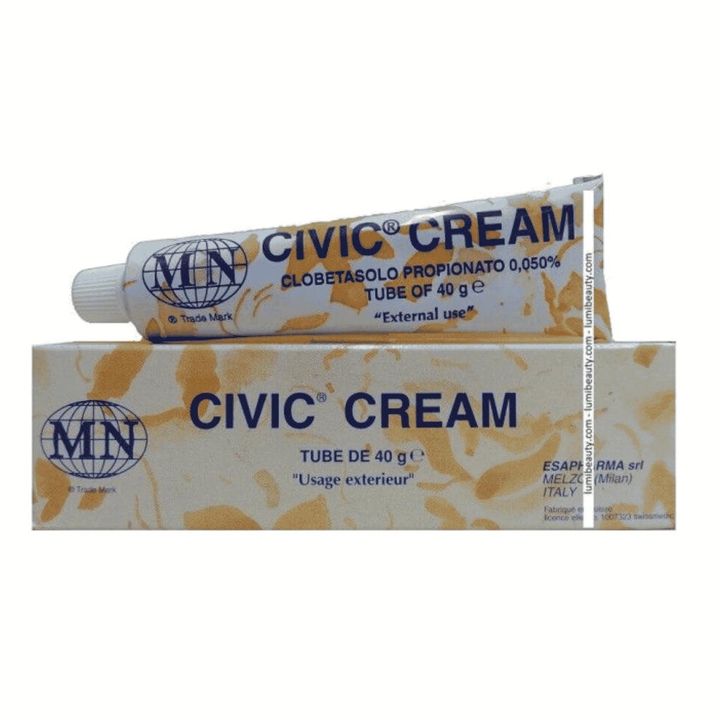 Civic Cream tube and box on a white background