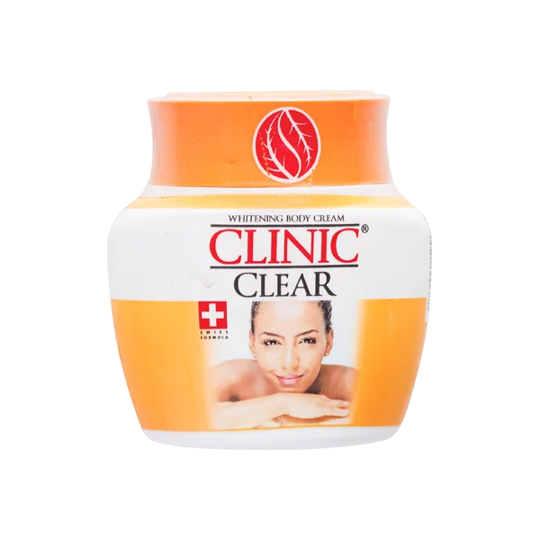 Clinic Clear Whitening Body Cream in a 330g container – a skincare product designed for skin brightening and moisturizing.