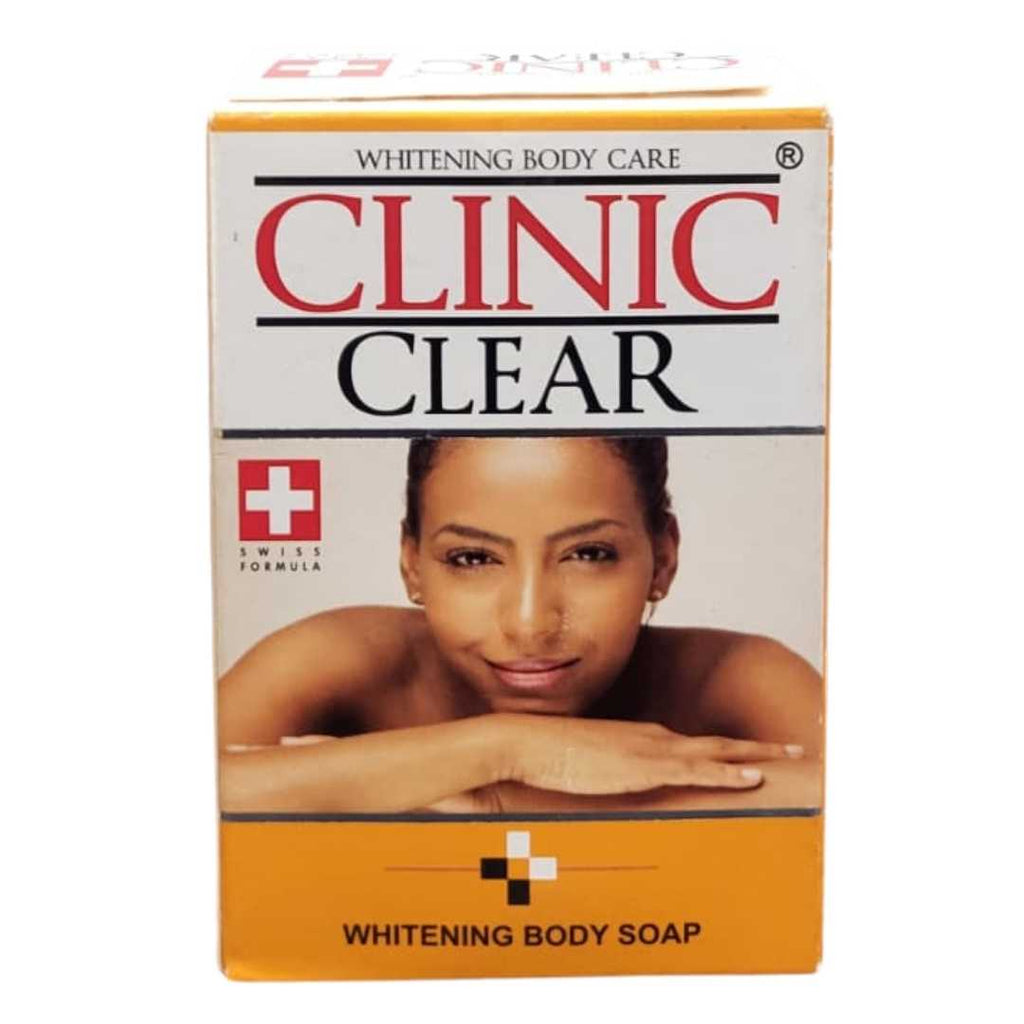 Clinic Clear Whitening Body Soap 225g – Brightening and moisturizing soap that deeply cleanses and helps even skin tone for a radiant, healthy look.