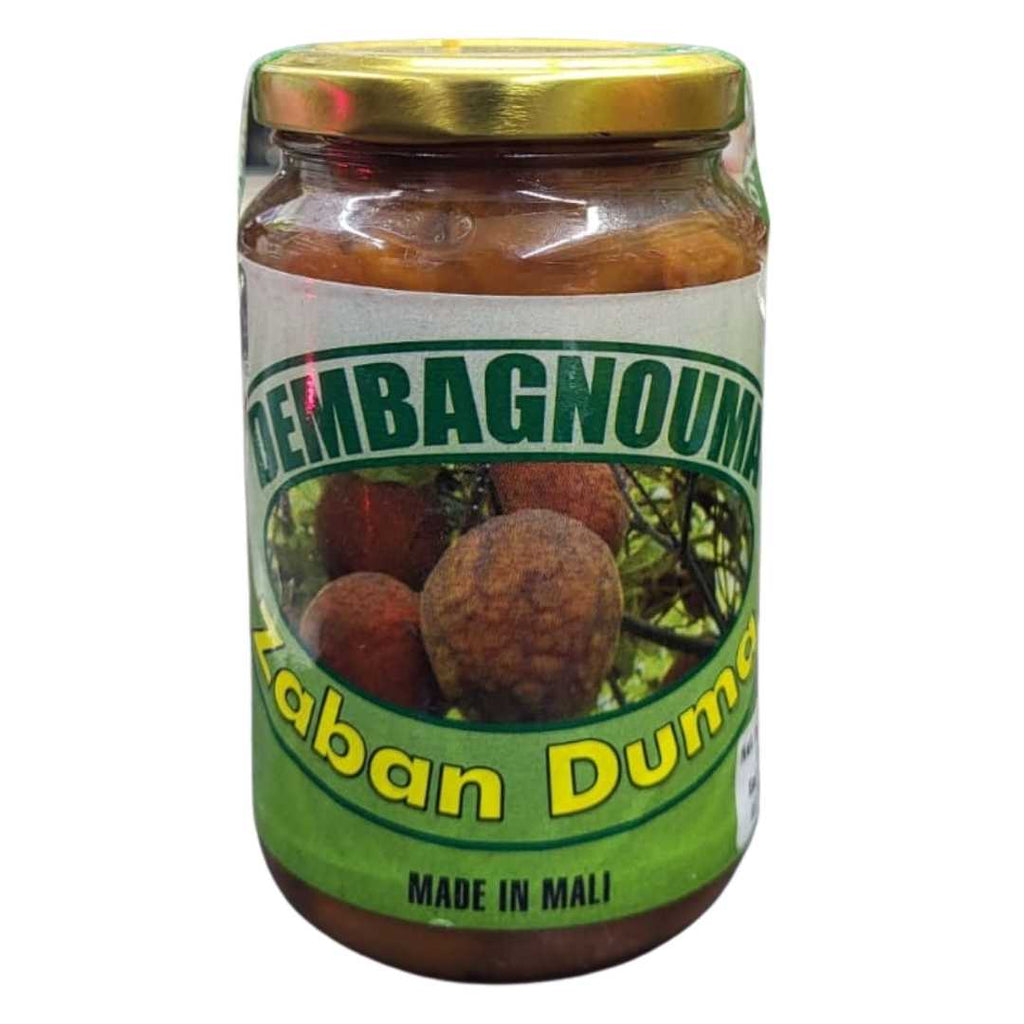DEMBAGNOUNA Zaban Duman – traditional Malian fruit preserve made from Zaban (Saba senegalensis), sweet and tangy jam in a glass jar labeled “Made in Mali.”