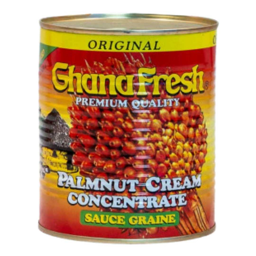 Ghana Fresh Palmnut Soup 800g – a sealed package of rich, traditional Ghanaian palmnut soup base, featuring vibrant red-orange color, used for making authentic West African palmnut soup.