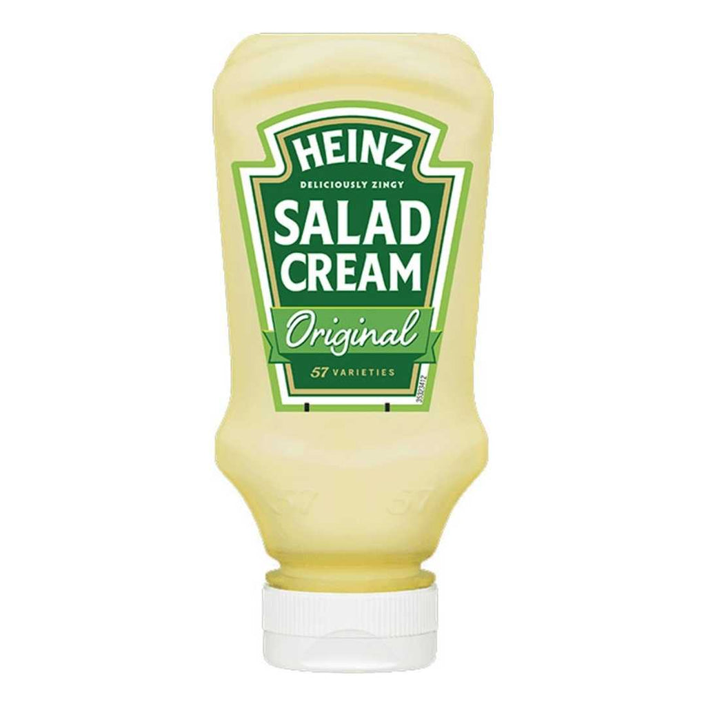 Heinz Salad Cream Original in a 425g squeezable plastic bottle with a yellow flip-top cap and green label branding.