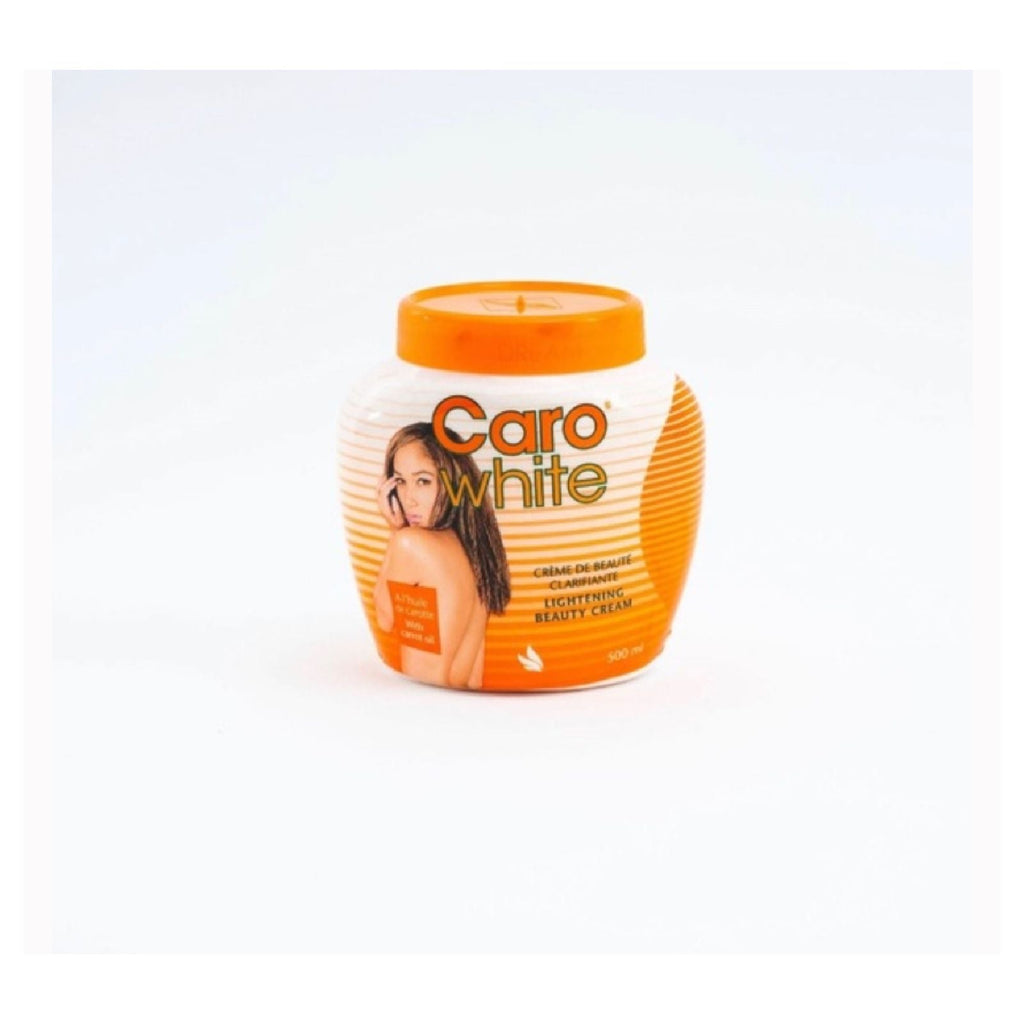 Jar of Caro White cream with an orange lid on a white background