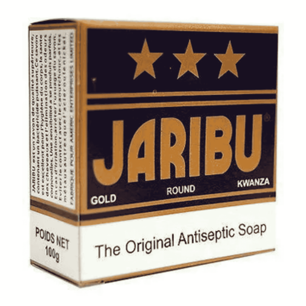 Jaribu soap packaging with stars and text on a white background