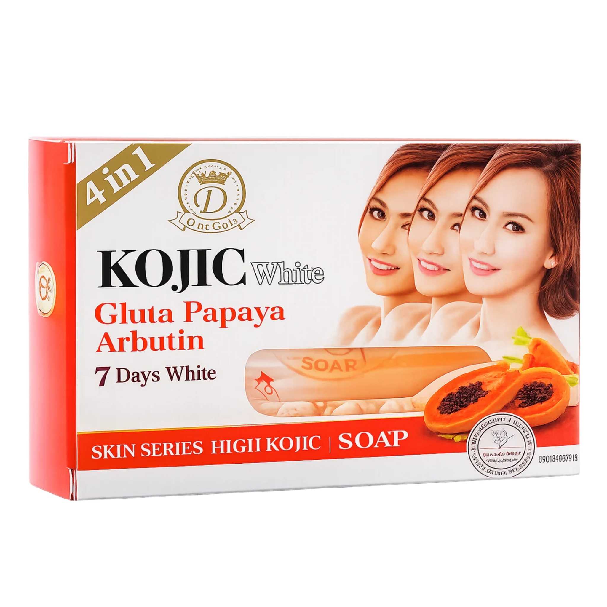 Kojic White Gluta Papaya Arbutin 7 Days White Soap 160ml, cleansing beauty soap with kojic, papaya, glutathione, and arbutin ingredients for smooth, fresh, radiant-looking skin.