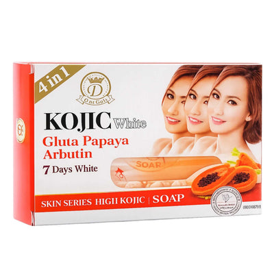 Kojic White Gluta Papaya Arbutin 7 Days White Soap 160ml, cleansing beauty soap with kojic, papaya, glutathione, and arbutin ingredients for smooth, fresh, radiant-looking skin.